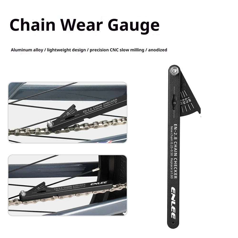 ENLEE EN-2.8 Standard Bicycle Chain Gauge Wear Indicator Road Mountain Bike Chain Stretch Testing Tool - Black - 2