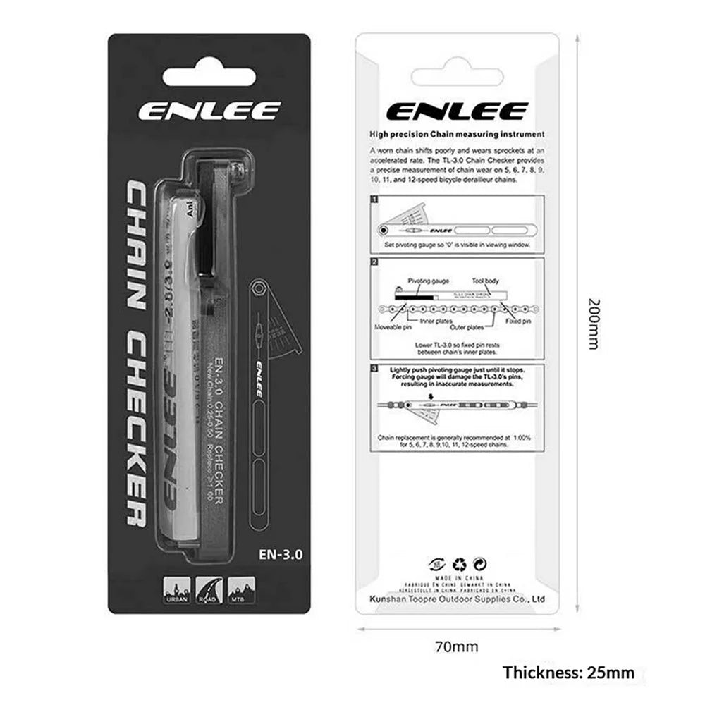 ENLEE EN-2.8 Standard Bicycle Chain Gauge Wear Indicator Road Mountain Bike Chain Stretch Testing Tool - Black - 7