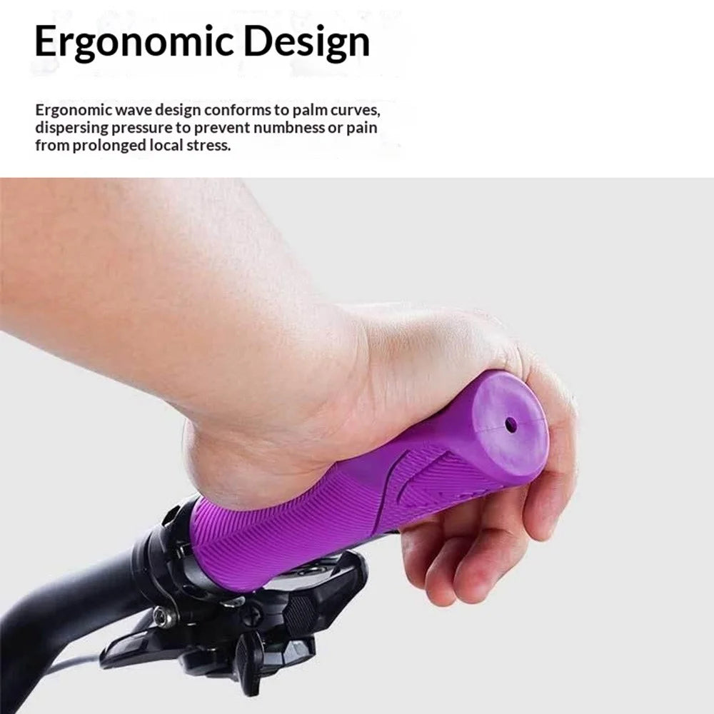 ENLEE E22145 1 Pair Bicycle Handlebar Grips Mountain Folding Bike Anti-Slip Rubber Grips Lockable Shock-Absorbing for Cycling - Purple - 2
