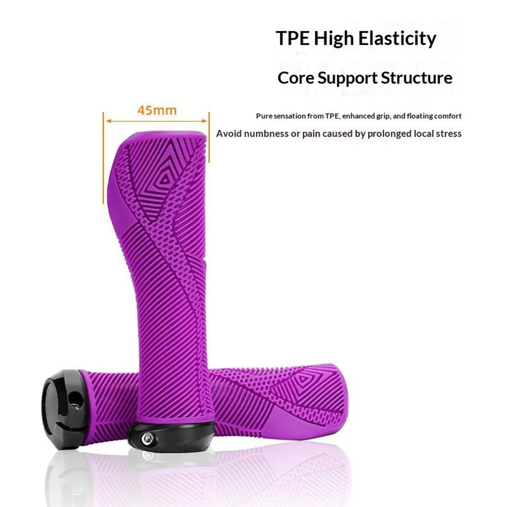 ENLEE E22145 1 Pair Bicycle Handlebar Grips Mountain Folding Bike Anti-Slip Rubber Grips Lockable Shock-Absorbing for Cycling - Purple - 4