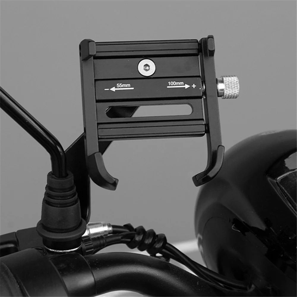AGR03 K07 Aluminum Alloy 360° Rotating Motorcycle Mobile Phone Holder Stand - Black - 2