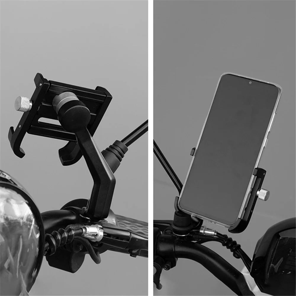 AGR03 K07 Aluminum Alloy 360° Rotating Motorcycle Mobile Phone Holder Stand - Black - 3