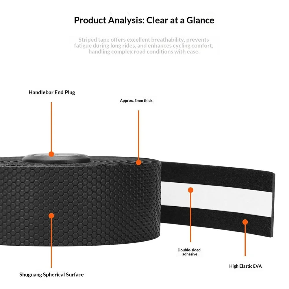 ENLEE ZG-01 2Pcs Anti-Slip PU Leather Bicycle Handlebar Tape Shock Absorbing EVA Foam Bike Bar Wrap - 4