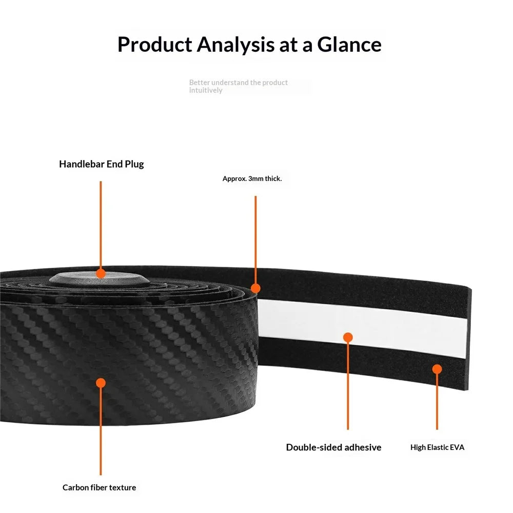 ENLEE TY-01 2Pcs Carbon Fiber Texture Road Bike Handlebar Tape Anti-Slip Shock Absorbing Bicycle Bar Tape - 4