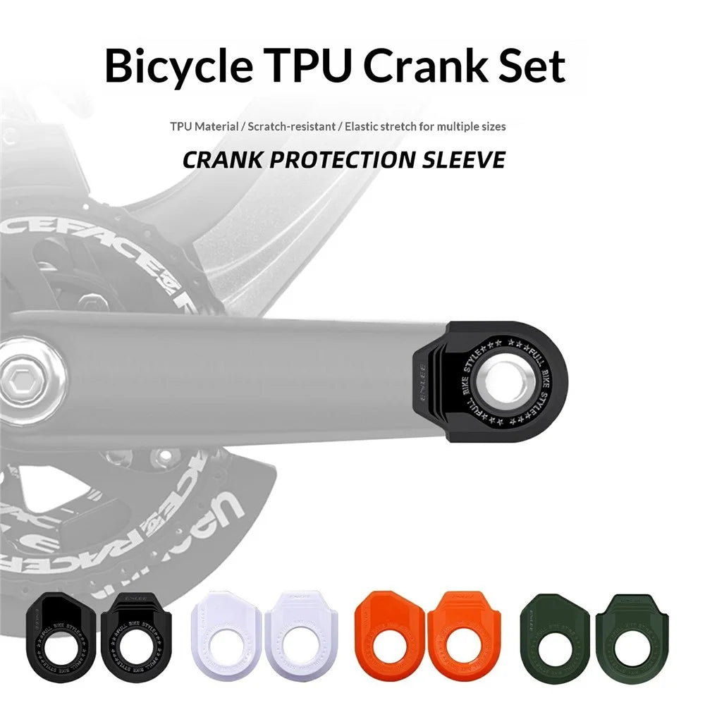 ENLEE 1Pair Bicycle Crank Arm Protectors TPU Crankset Covers Anti-Scratch Guards for Cycling - E930-A-Black - 2