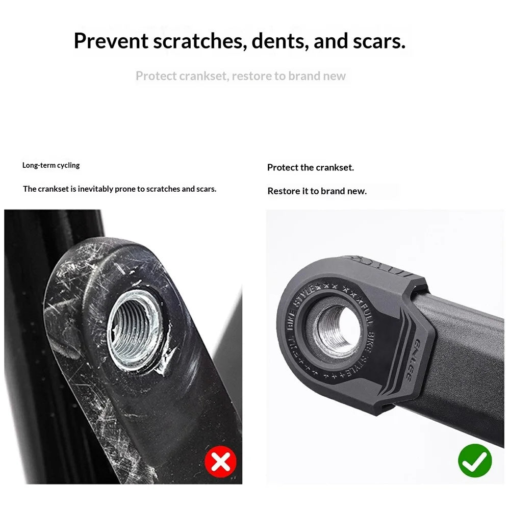 ENLEE 1Pair Bicycle Crank Arm Protectors TPU Crankset Covers Anti-Scratch Guards for Cycling - E930-A-Black - 3