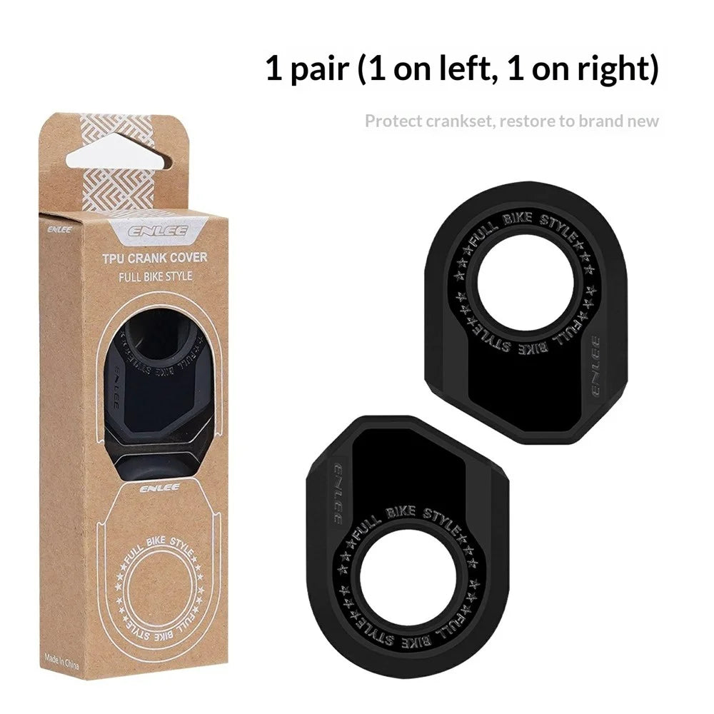 ENLEE 1Pair Bicycle Crank Arm Protectors TPU Crankset Covers Anti-Scratch Guards for Cycling - E930-A-Black - 5