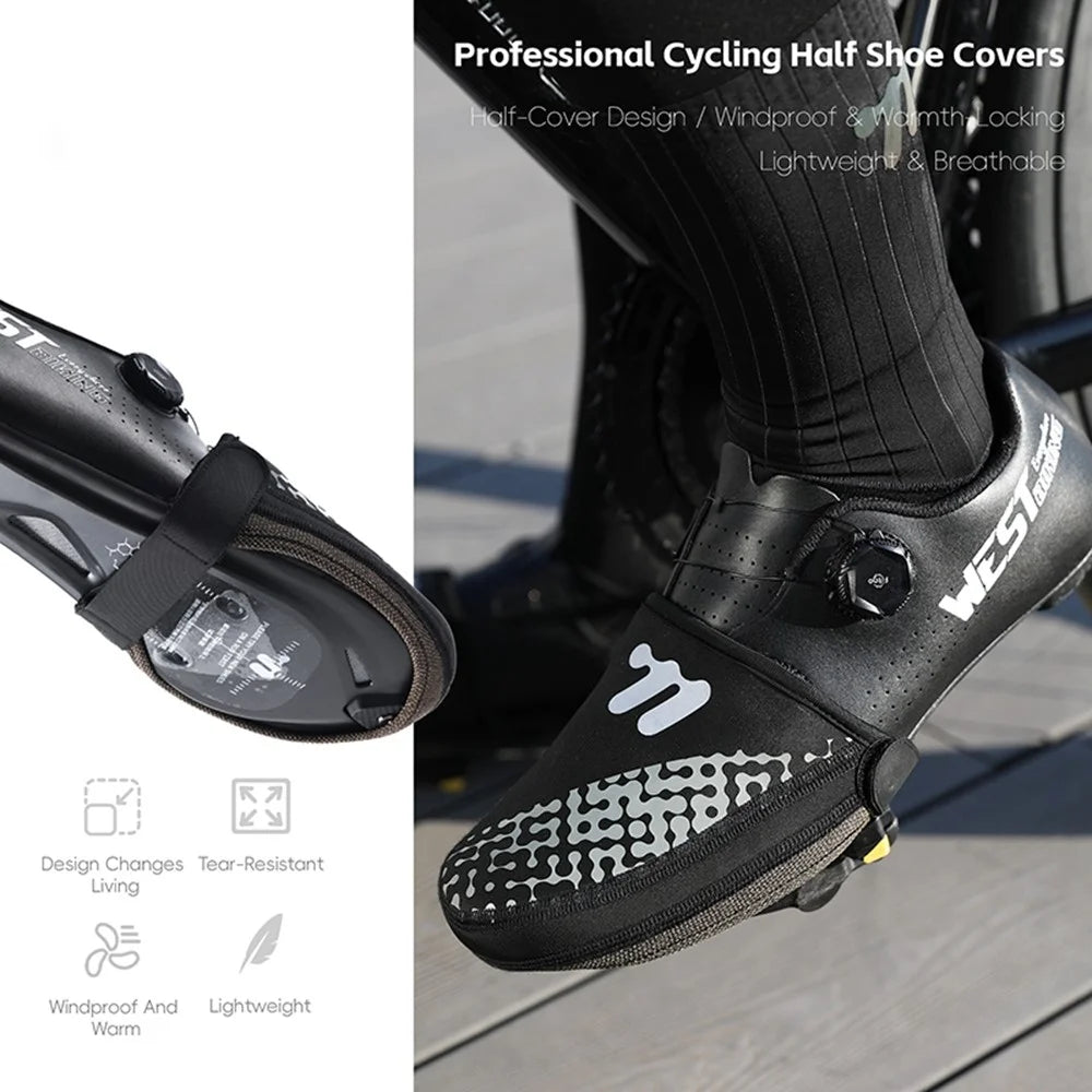 WEST BIKING YP0215051 1 Pair Cycling Toe Covers Half Palm Windproof Shoes Covers for Men Women - M / 37-40 - 3