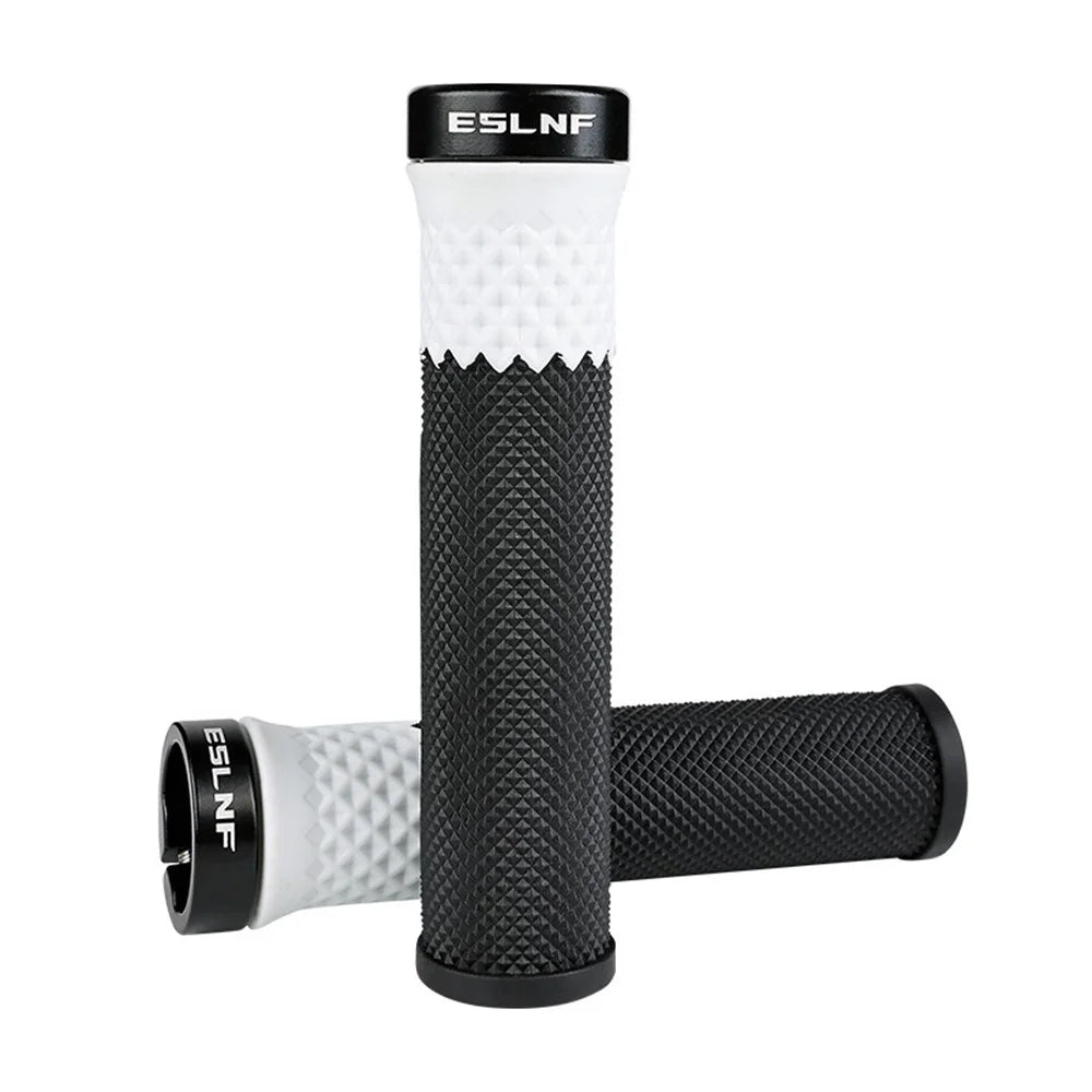 ESLNF 1 Pair Bicycle Handlebar Grips Silicone Shock Absorbing Anti Slip Handlebar Cover for Mountain Bike - White / Black - 1