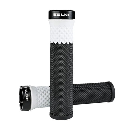 ESLNF 1 Pair Bicycle Handlebar Grips Silicone Shock Absorbing Anti Slip Handlebar Cover for Mountain Bike - White / Black - 1