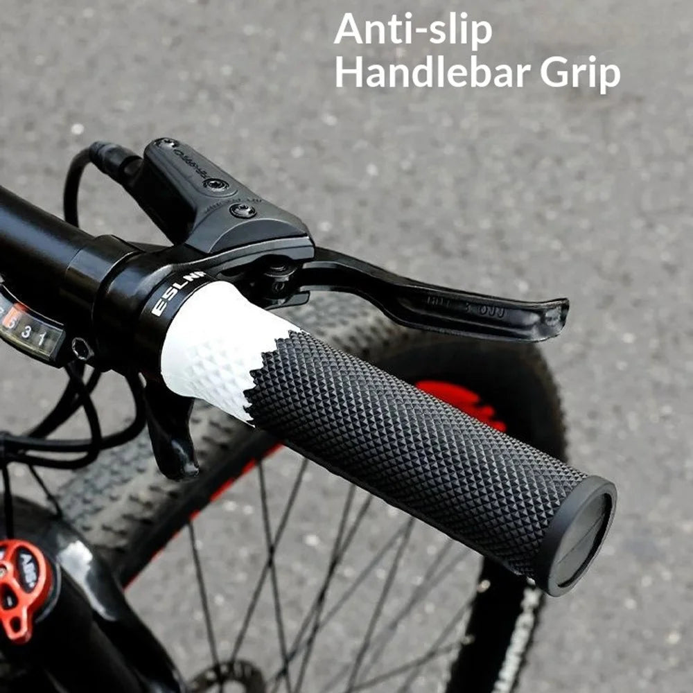 ESLNF 1 Pair Bicycle Handlebar Grips Silicone Shock Absorbing Anti Slip Handlebar Cover for Mountain Bike - White / Black - 2