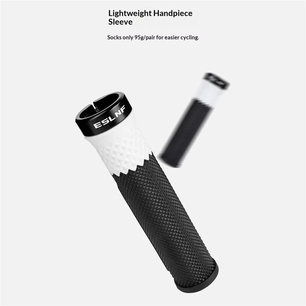 ESLNF 1 Pair Bicycle Handlebar Grips Silicone Shock Absorbing Anti Slip Handlebar Cover for Mountain Bike - White / Black - 6