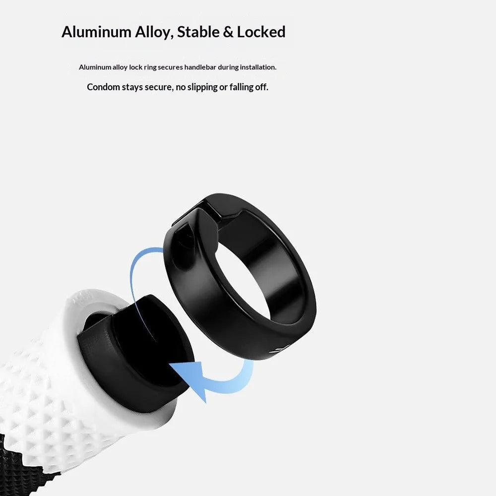 ESLNF 1 Pair Bicycle Handlebar Grips Silicone Shock Absorbing Anti Slip Handlebar Cover for Mountain Bike - White / Black - 7