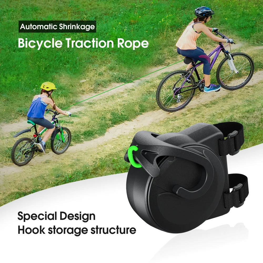 Bicycle Tow Rope for Parent Child Cycling 2.6m Extendable Bike Trailer Rope Pull Traction Strap - Black - 5