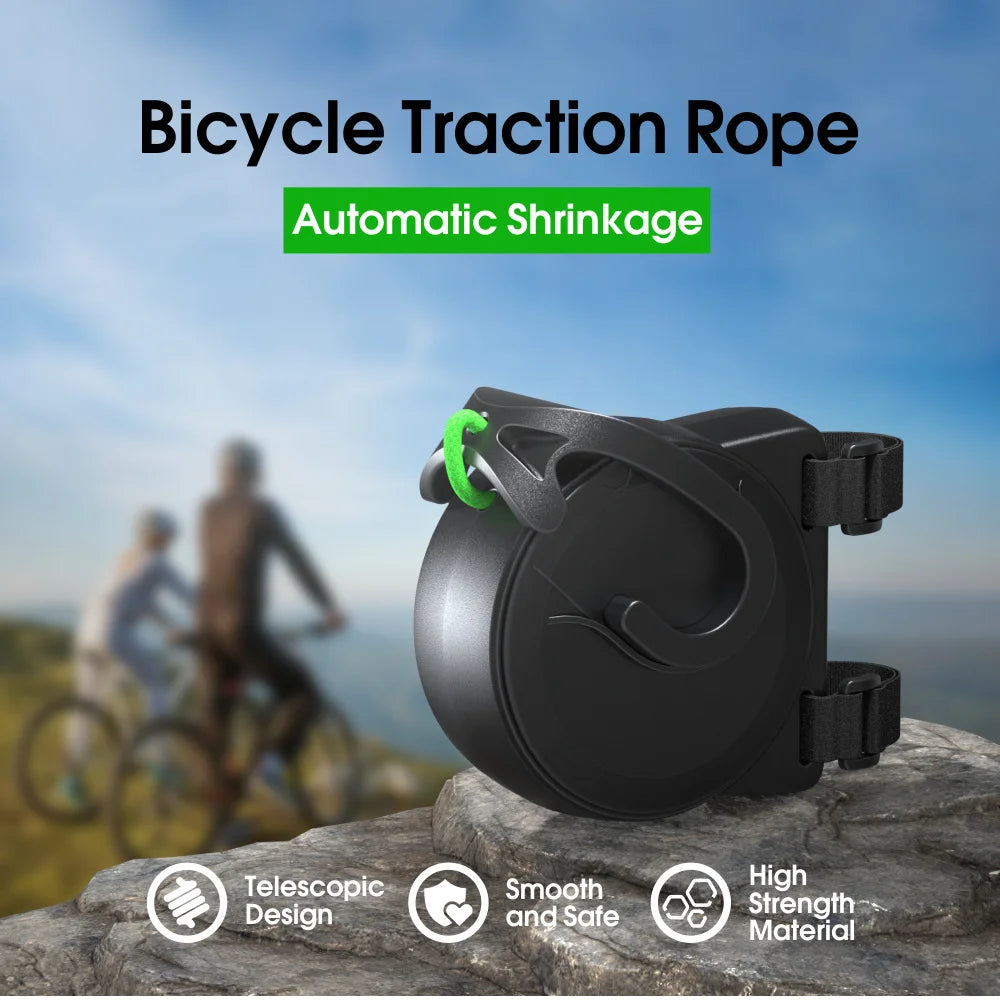 Bicycle Tow Rope for Parent Child Cycling 2.6m Extendable Bike Trailer Rope Pull Traction Strap - Black - 6