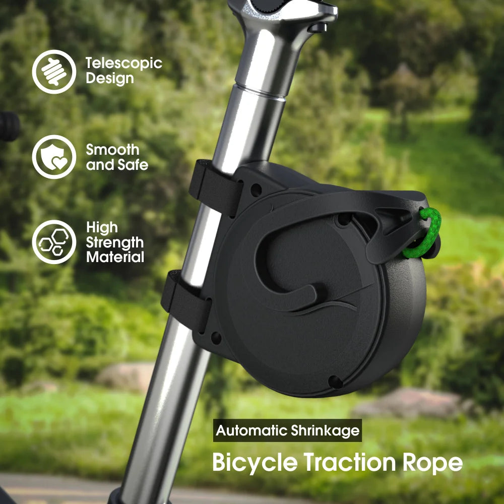 Bicycle Tow Rope for Parent Child Cycling 2.6m Extendable Bike Trailer Rope Pull Traction Strap - Black - 7