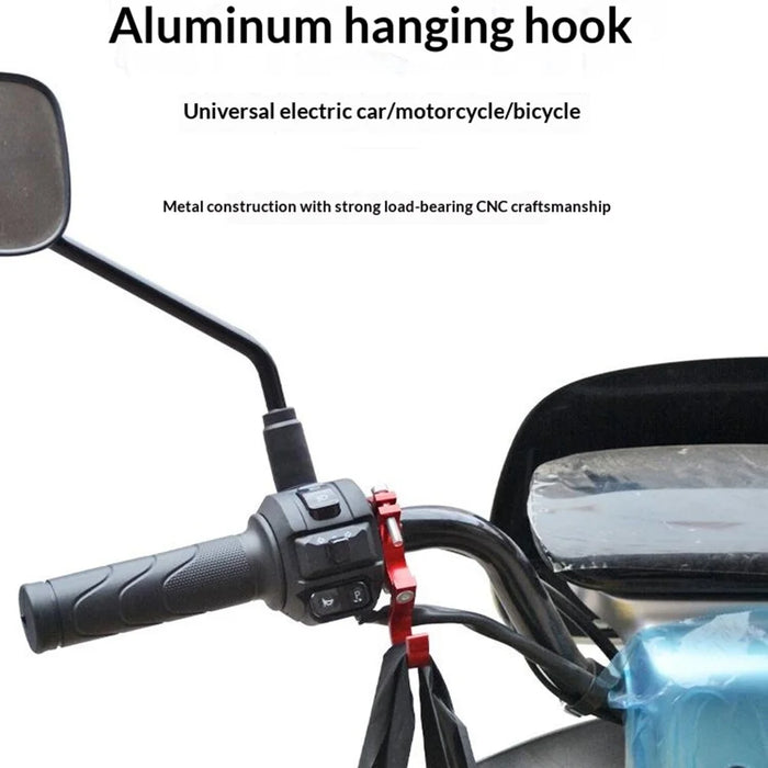 Electric Bike Hook Front Mount No Drill Universal Hanging Hook For Scooter Motorcycle Helmet Storage - Blue - 2