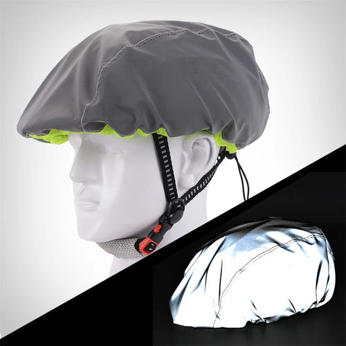 Reflective Bike Helmet Rain Cover Waterproof Night Visibility Safety Cover with Drawstring Cord - 1