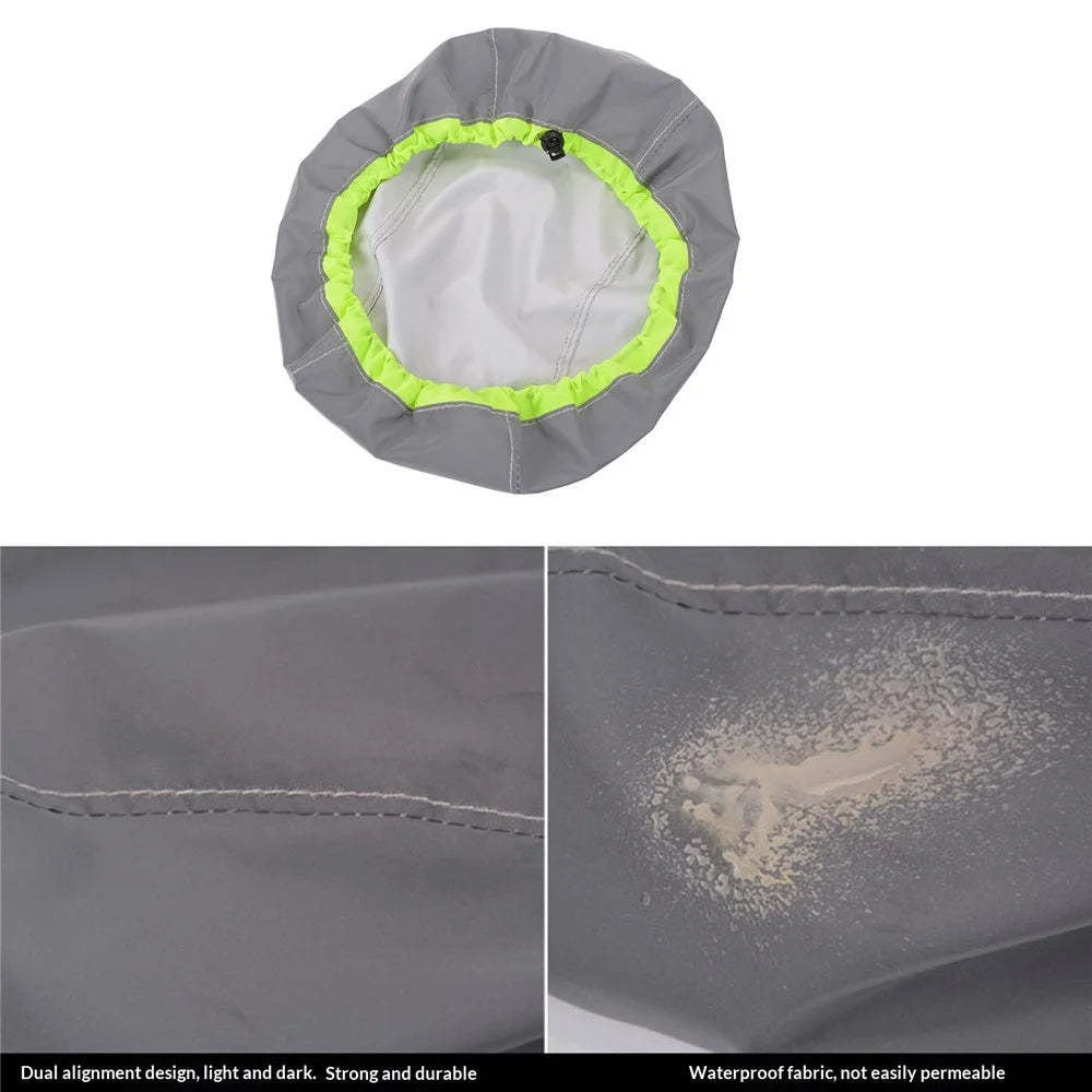 Reflective Bike Helmet Rain Cover Waterproof Night Visibility Safety Cover with Drawstring Cord - 7