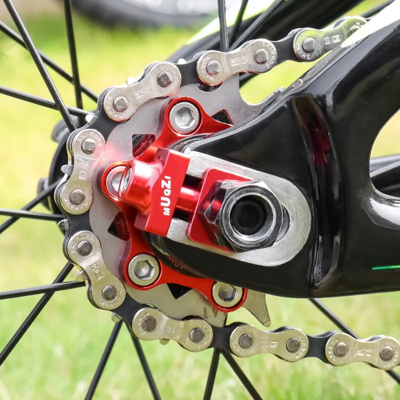 MUQZI Folding Bike Chain Tensioner CNC Aluminum Alloy Single Speed Bicycle Chain Adjuster for Cycling - Black - 4