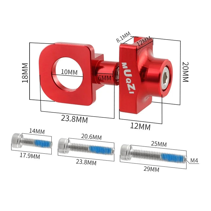 MUQZI Folding Bike Chain Tensioner CNC Aluminum Alloy Single Speed Bicycle Chain Adjuster for Cycling - Black - 5