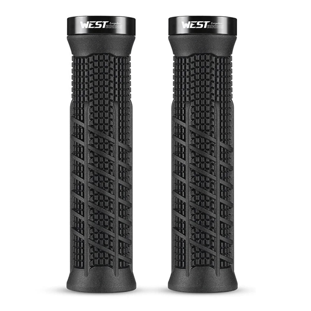WEST BIKING YP0804096 22.2mm Bike Grips TPR Anti-slip Lock-on Handlebar Grips for Mountain Folding Bicycle - Black - 1