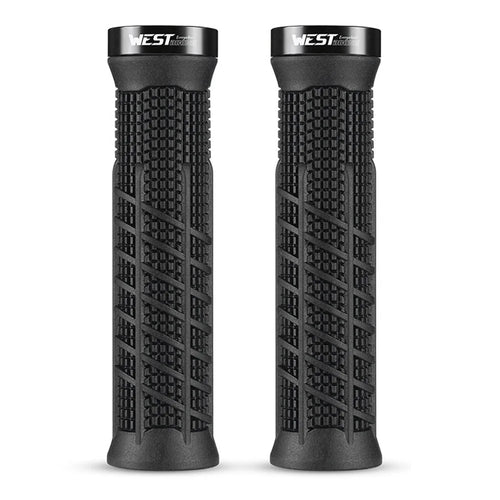 WEST BIKING YP0804096 22.2mm Bike Grips TPR Anti-slip Lock-on Handlebar Grips for Mountain Folding Bicycle - Black - 1
