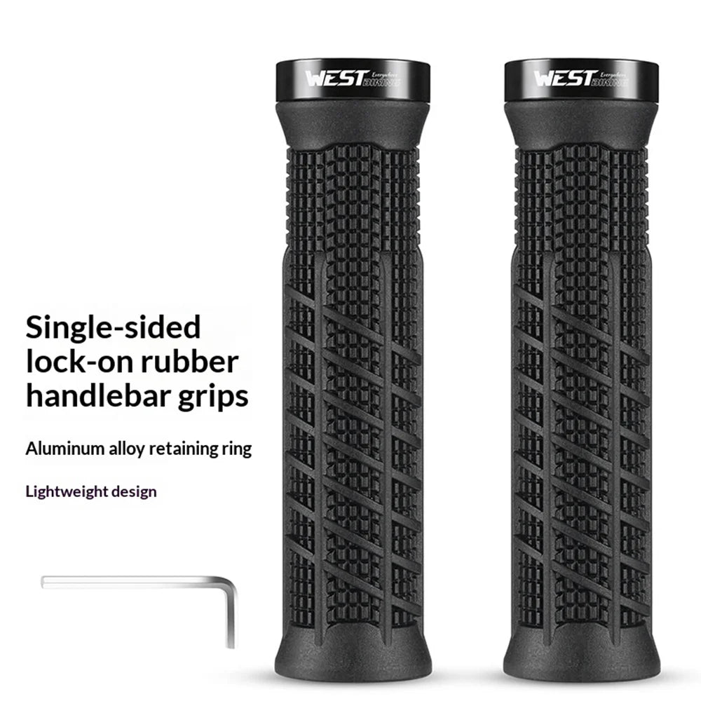 WEST BIKING YP0804096 22.2mm Bike Grips TPR Anti-slip Lock-on Handlebar Grips for Mountain Folding Bicycle - Black - 2