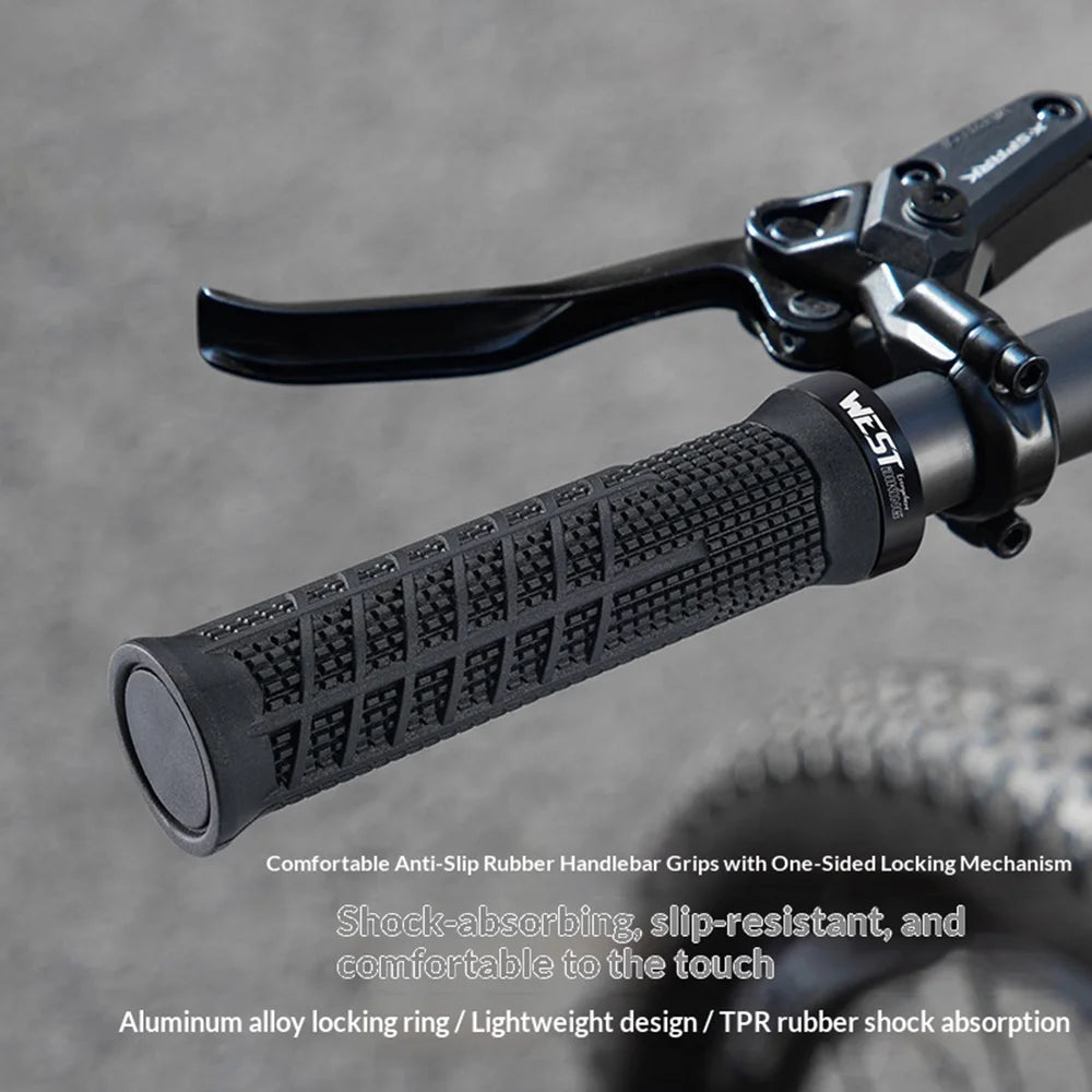WEST BIKING YP0804096 22.2mm Bike Grips TPR Anti-slip Lock-on Handlebar Grips for Mountain Folding Bicycle - Black - 3