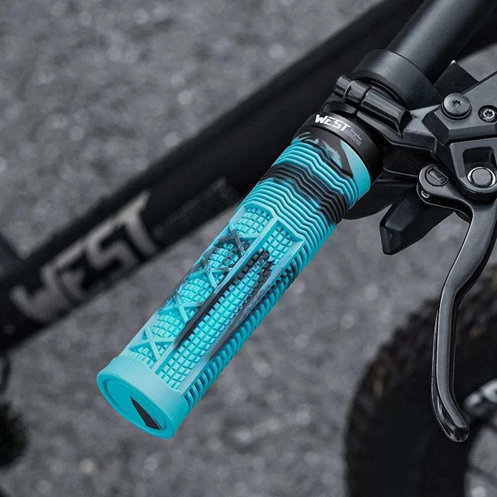 WEST BIKING YP0804096 22.2mm Bike Grips TPR Anti-slip Lock-on Handlebar Grips for Mountain Folding Bicycle - Black - 6