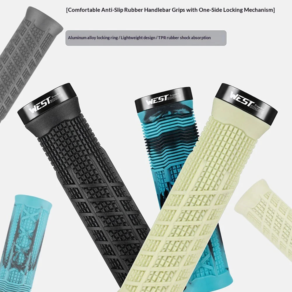 WEST BIKING YP0804096 22.2mm Bike Grips TPR Anti-slip Lock-on Handlebar Grips for Mountain Folding Bicycle - Black - 7
