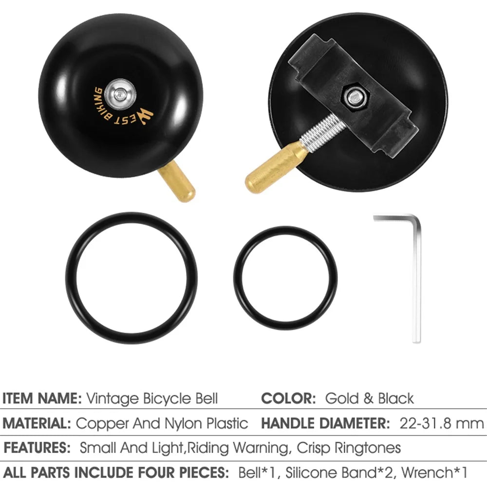 WEST BIKING YP0706046B Outdoor Cycling Vintage Bicycle Ring Bell Bike Handlebar Ring Horn with Clear Sound - 6