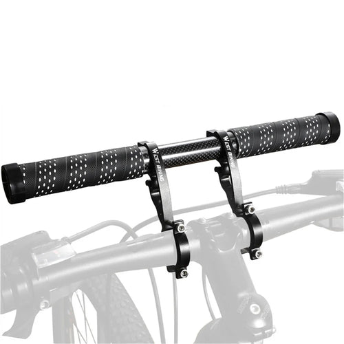WEST BIKING Cycling Carbon Fiber Bicycle Handlebar Extender Double Clamp Bracket for Bike Light GPS Computer - 1