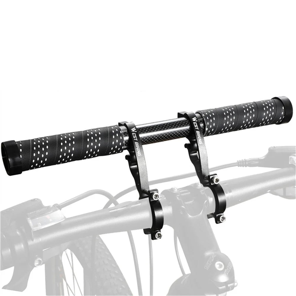 WEST BIKING Cycling Carbon Fiber Bicycle Handlebar Extender Double Clamp Bracket for Bike Light GPS Computer - 1