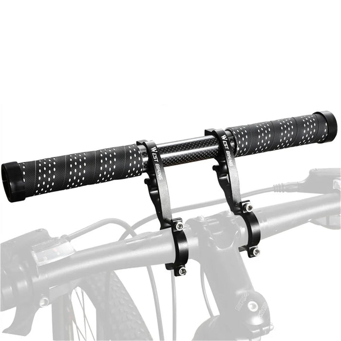 WEST BIKING Cycling Carbon Fiber Bicycle Handlebar Extender Double Clamp Bracket for Bike Light GPS Computer - 1