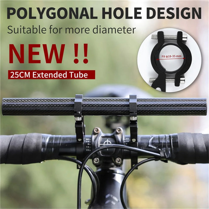 WEST BIKING Cycling Carbon Fiber Bicycle Handlebar Extender Double Clamp Bracket for Bike Light GPS Computer - 3