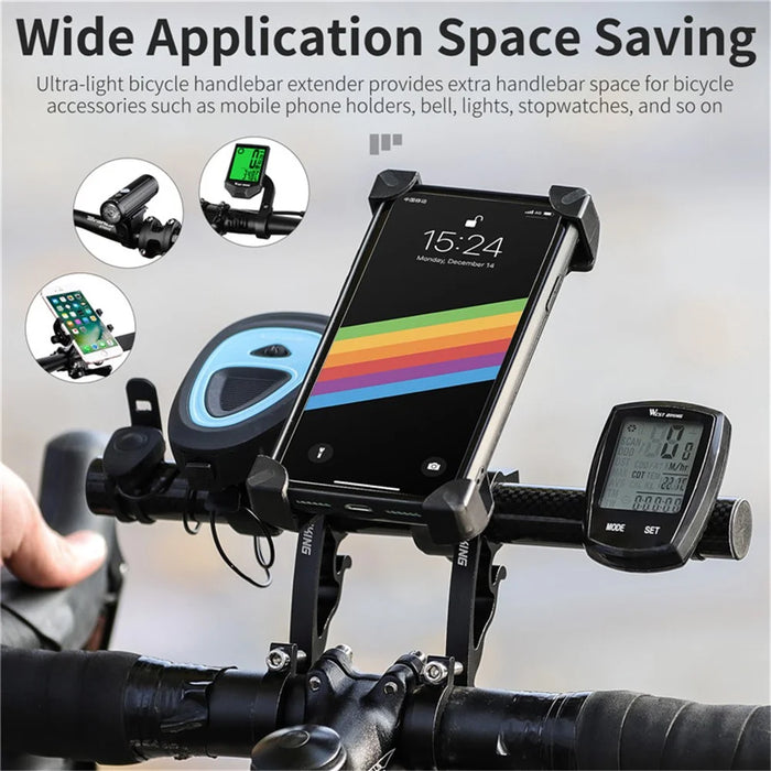 WEST BIKING Cycling Carbon Fiber Bicycle Handlebar Extender Double Clamp Bracket for Bike Light GPS Computer - 4