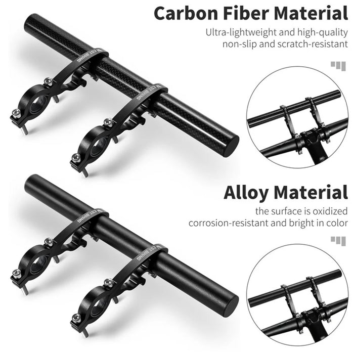 WEST BIKING Cycling Carbon Fiber Bicycle Handlebar Extender Double Clamp Bracket for Bike Light GPS Computer - 5