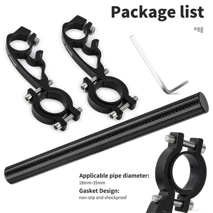 WEST BIKING Cycling Carbon Fiber Bicycle Handlebar Extender Double Clamp Bracket for Bike Light GPS Computer - 6