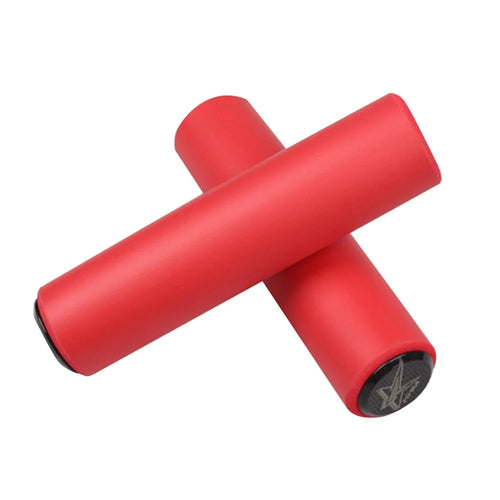 MEROCA 1 Pair MTB Bike Handle Bar Cover Shock-absorption Nonslip Silicone Bicycle Handlebar Grips - Red - 1