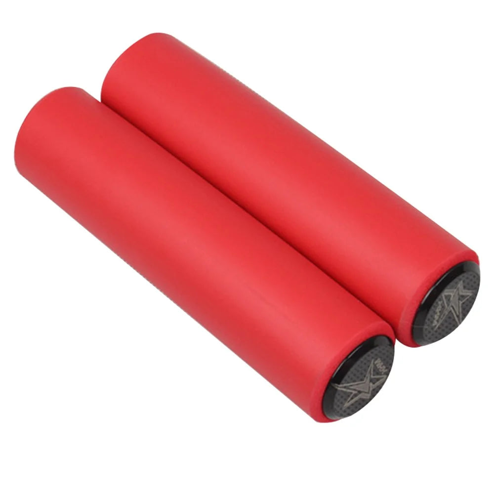 MEROCA 1 Pair MTB Bike Handle Bar Cover Shock-absorption Nonslip Silicone Bicycle Handlebar Grips - Red - 4