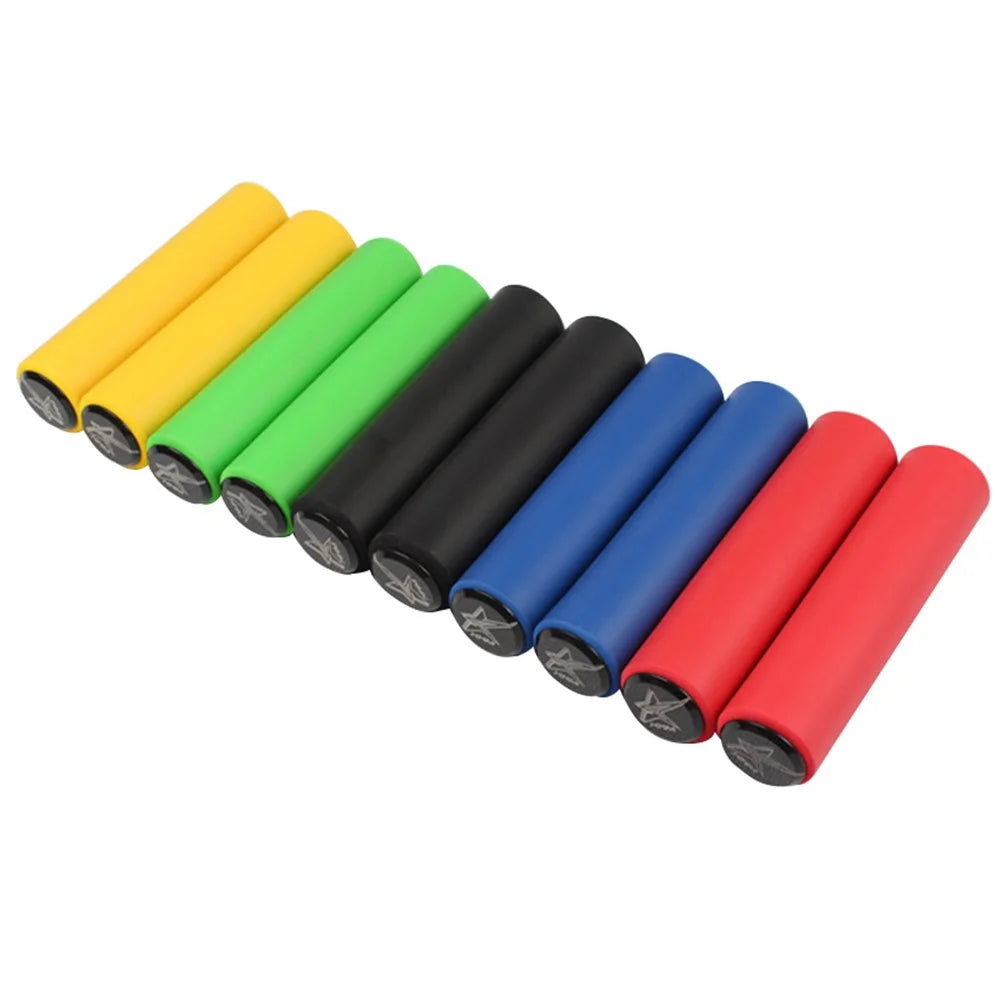 MEROCA 1 Pair MTB Bike Handle Bar Cover Shock-absorption Nonslip Silicone Bicycle Handlebar Grips - Red - 5