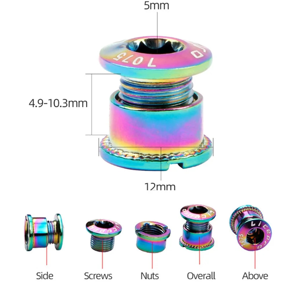 LITEPRO MTB Mountain Road Bicycle Electroplated Colorful Steel Chainwheel Bolt Bike Chainring Screw - 4