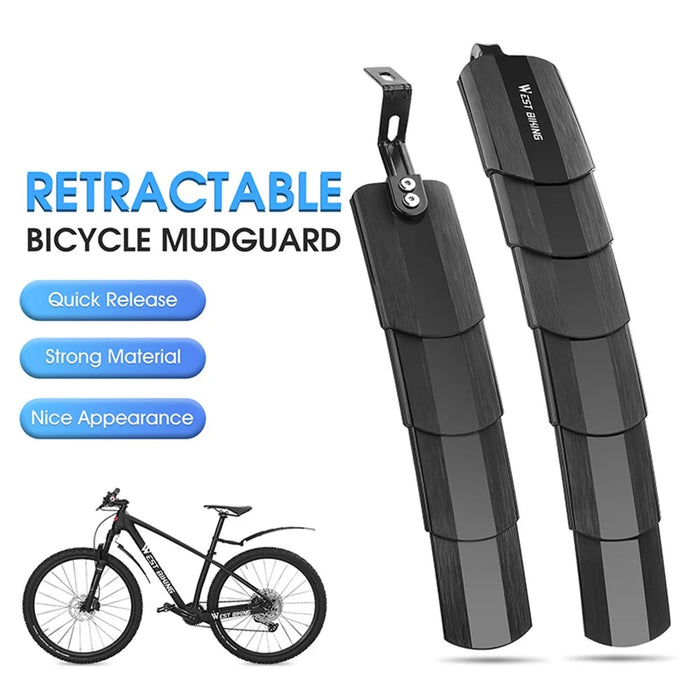 WEST BIKING YP0714023 1 Pair Telescopic Bicycle Fender Protector Bike Front Rear Mudguard Set - 2