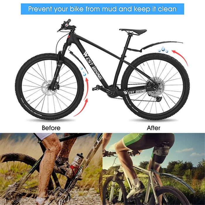 WEST BIKING YP0714023 1 Pair Telescopic Bicycle Fender Protector Bike Front Rear Mudguard Set - 3