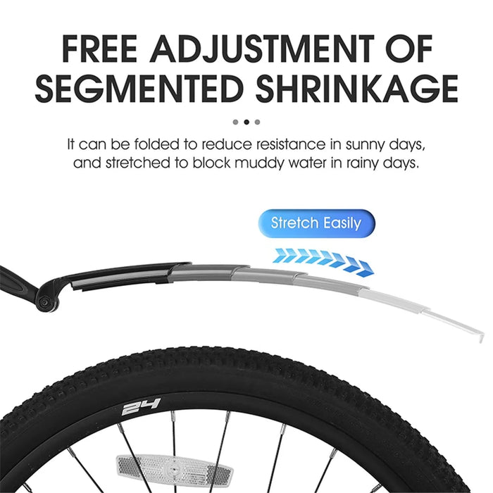 WEST BIKING YP0714023 1 Pair Telescopic Bicycle Fender Protector Bike Front Rear Mudguard Set - 5