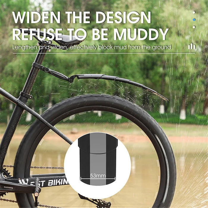 WEST BIKING YP0714023 1 Pair Telescopic Bicycle Fender Protector Bike Front Rear Mudguard Set - 6