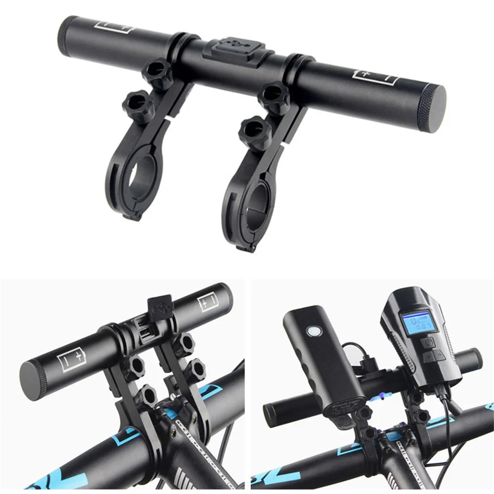 Bike Handlebar Extender USB Charging Power Bank Bicycle Lamp Flashlight Bracket Clamp Extended Holder Rack Cycling Accessories - 1