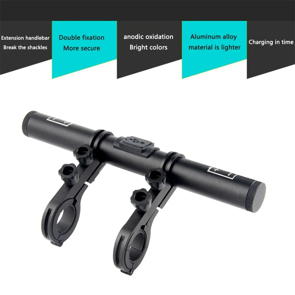Bike Handlebar Extender USB Charging Power Bank Bicycle Lamp Flashlight Bracket Clamp Extended Holder Rack Cycling Accessories - 6
