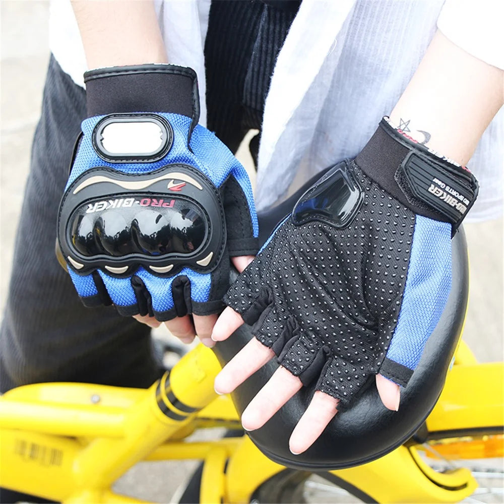 PRO-BIKER MCS-04C Half Finger Motorcycle Riding Gloves Breathable Knuckle Protection Gloves for Cycling Motorbike Sports - Blue/M - 2